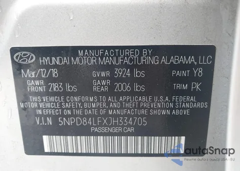 2018 Hyundai Elantra Sel from USA, damaged, VIN 5NPD84LFXJH334705